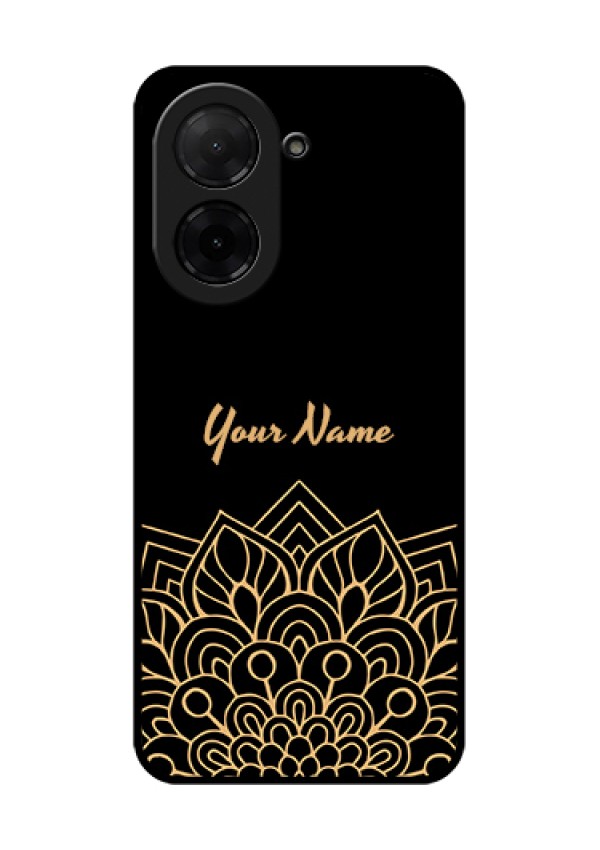 Poco C71 Custom Glass Phone Case - Golden Mandala Design
