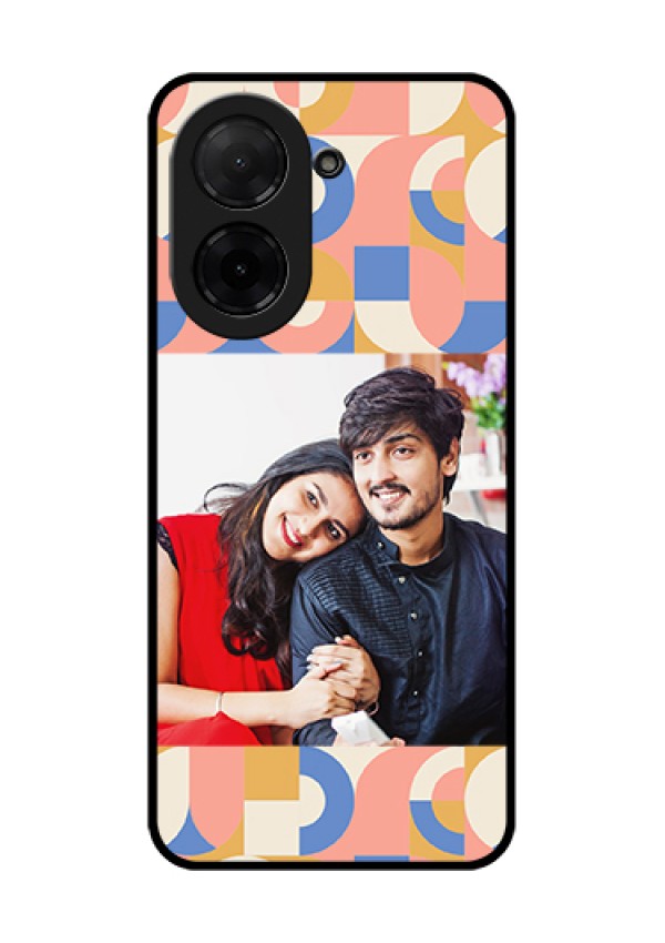 Poco C71 Custom Glass Phone Case - Semi - Circle Maze Pattern Design