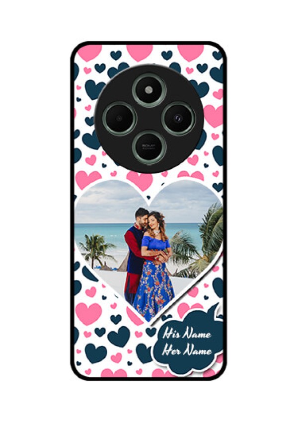 Poco C75 5G Custom Glass Phone CasePink and Blue Heart Design