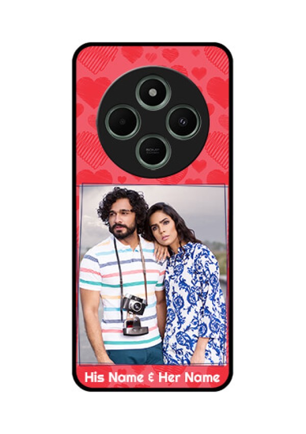 Poco C75 5G Custom Glass Phone CaseWith Red Heart Symbols Design