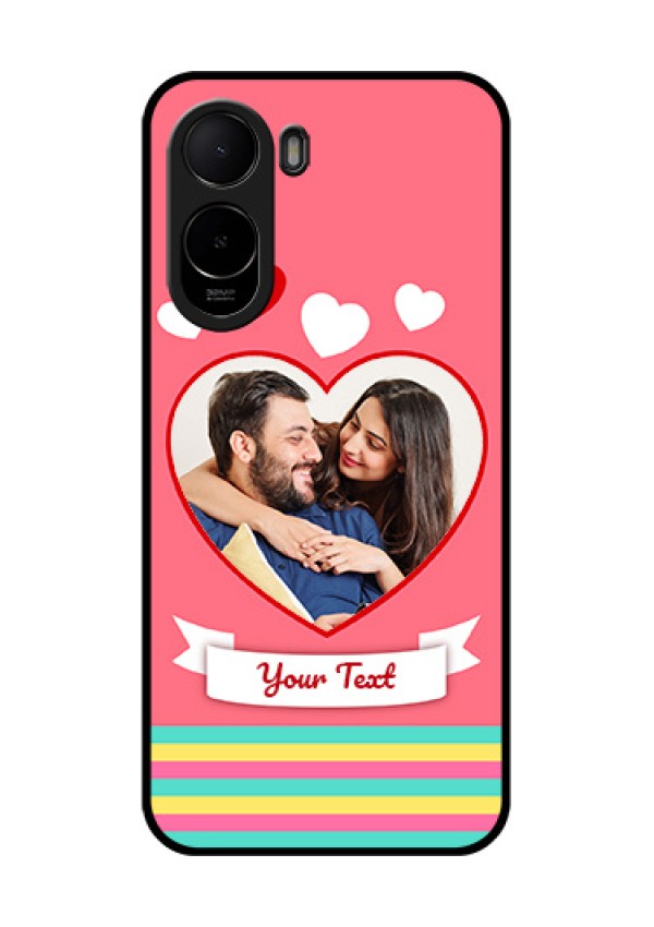 Poco C81 Custom Glass Phone Case - Love Shapes Doodle Design