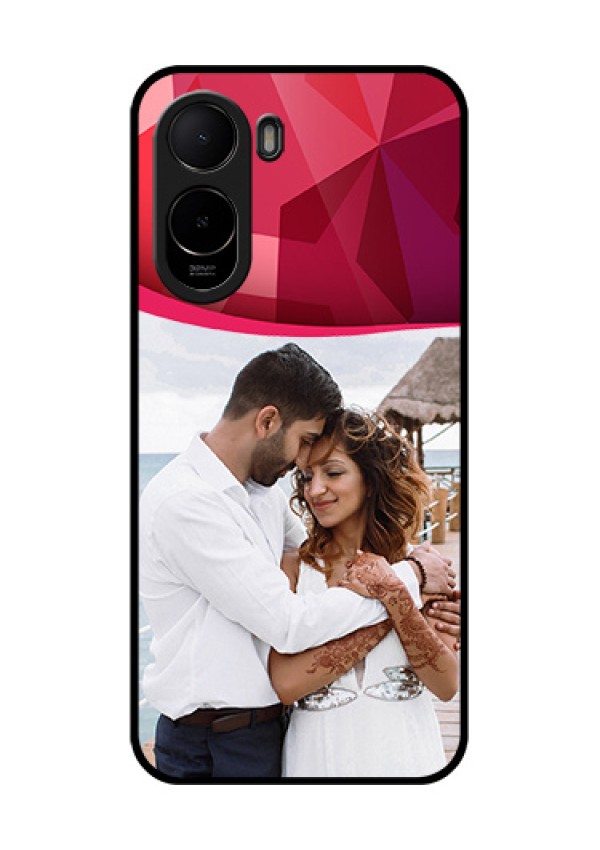 Poco C81 Custom Glass Phone Case - Red Abstract Design