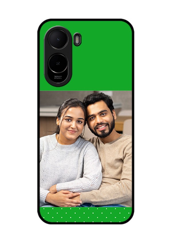 Poco C81 Custom Glass Phone Case - Green Pattern Design