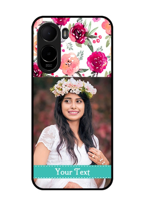 Poco C81 Custom Glass Phone Case - Water Colors Floral Design