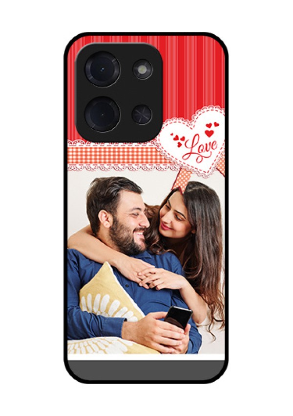 Poco C85 5G Custom Glass Phone Case - Red Love Pattern Design
