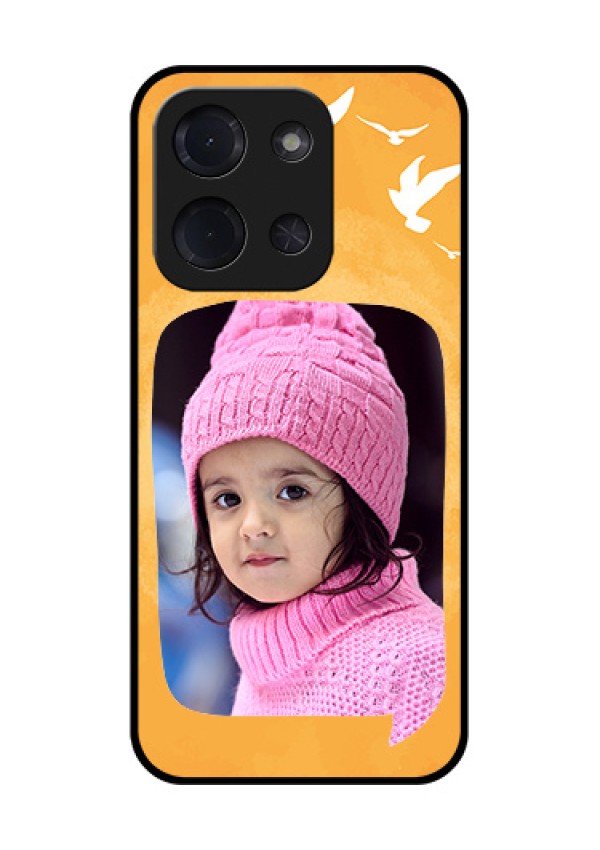 Poco C85 5G Custom Glass Phone Case - Water Color Design With Bird Icons