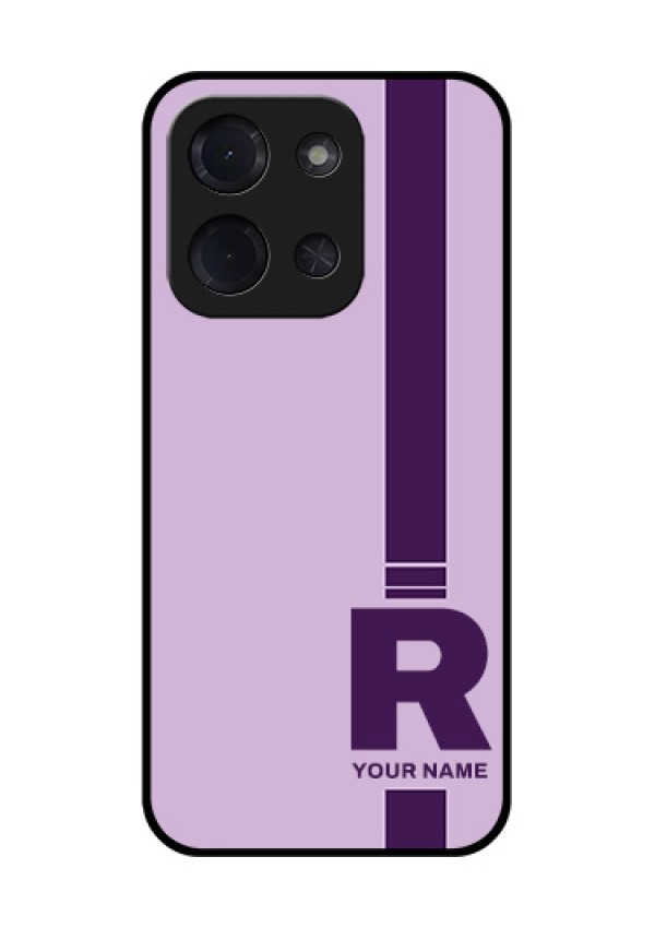 Poco C85 5G Custom Glass Phone Case - Simple Dual Tone Stripe With Name Design