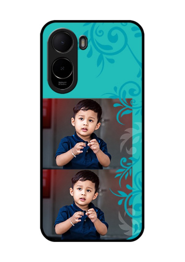 Poco C85x 5G Custom Glass Phone Case - With Photo And Green Floral Design