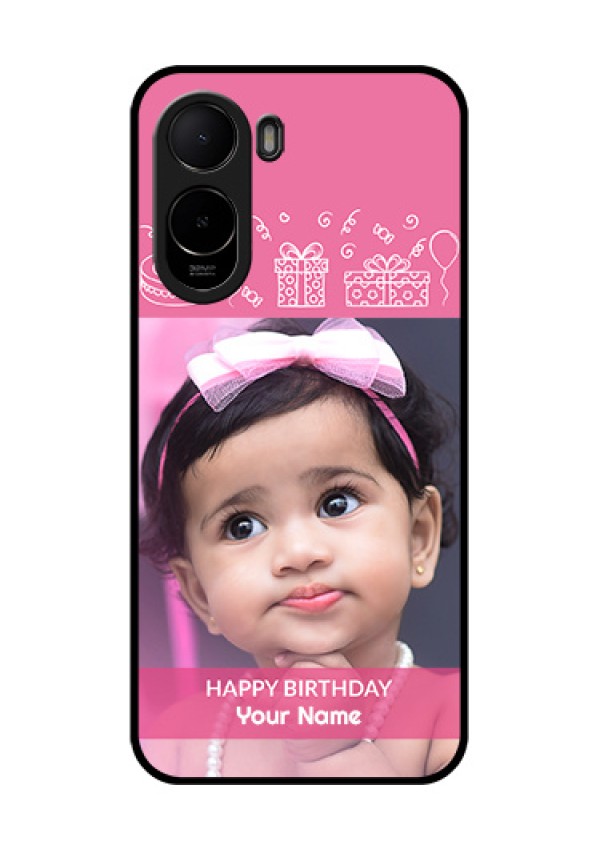 Poco C85x 5G Custom Glass Phone Case - With Birthday Line Art Design