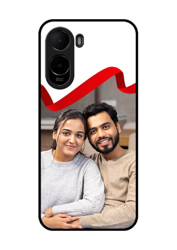 Poco C85x 5G Custom Glass Phone Case - Red Ribbon Frame Design