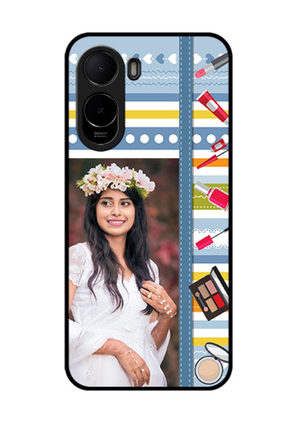 Poco C85x 5G Custom Glass Phone Case - Makeup Icons Design