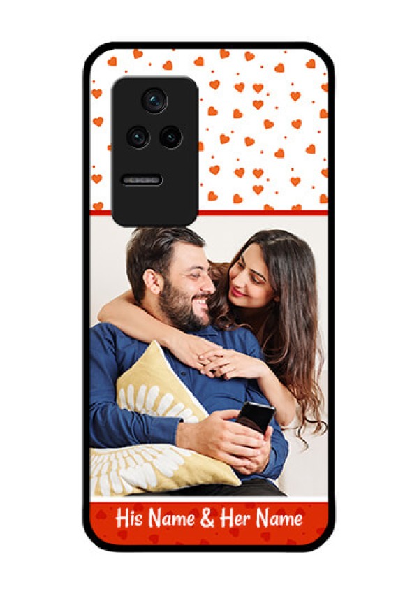Poco F4 5G Custom Glass Phone Case - Orange Love Symbol Design