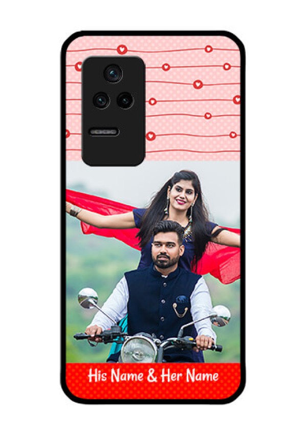 Poco F4 5G Personalized Glass Phone Case - Red Pattern Case Design