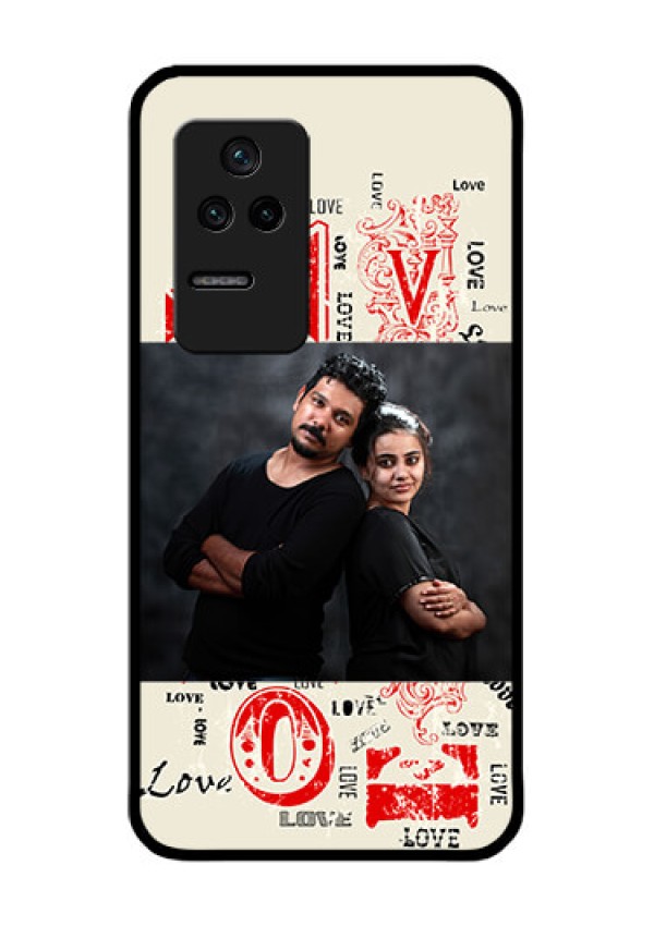 Poco F4 5G Photo Printing on Glass Case - Trendy Love Design Case