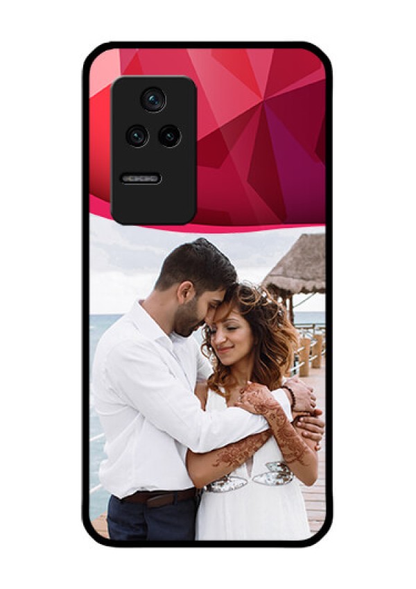 Poco F4 5G Custom Glass Mobile Case - Red Abstract Design