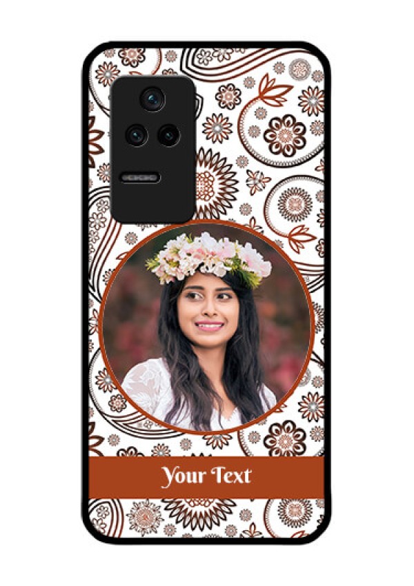Poco F4 5G Custom Glass Mobile Case - Abstract Flower Design