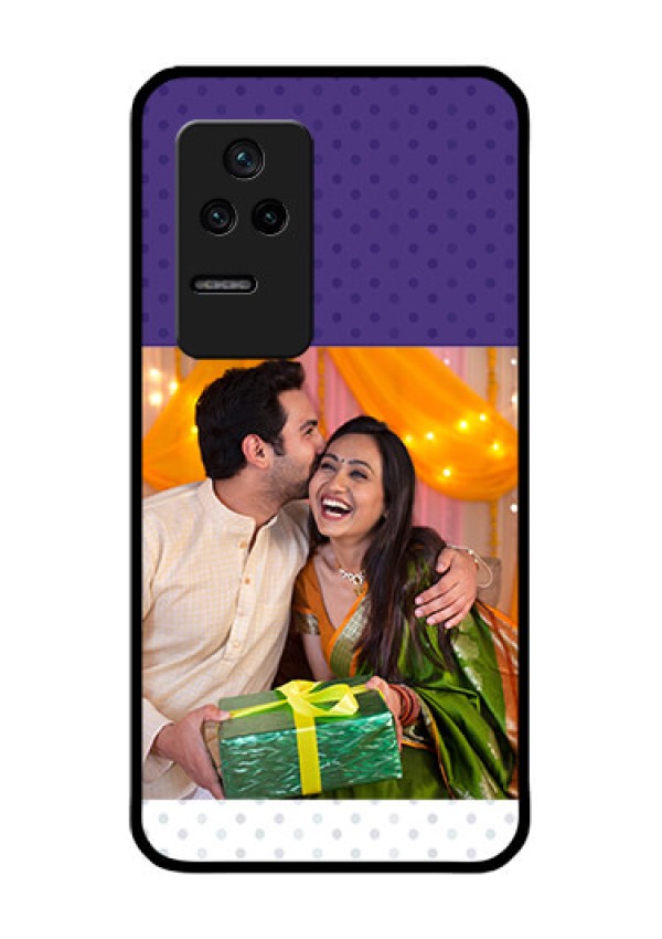 Poco F4 5G Personalized Glass Phone Case - Violet Pattern Design