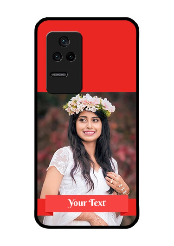 Poco F4 5G Custom Glass Phone Case - Simple Red Color Design