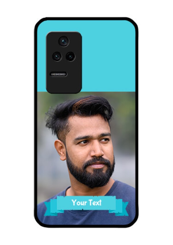 Poco F4 5G Personalized Glass Phone Case - Simple Blue Color Design