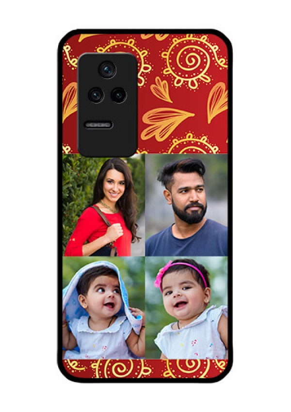 Poco F4 5G Photo Printing on Glass Case - 4 Image Traditional Design