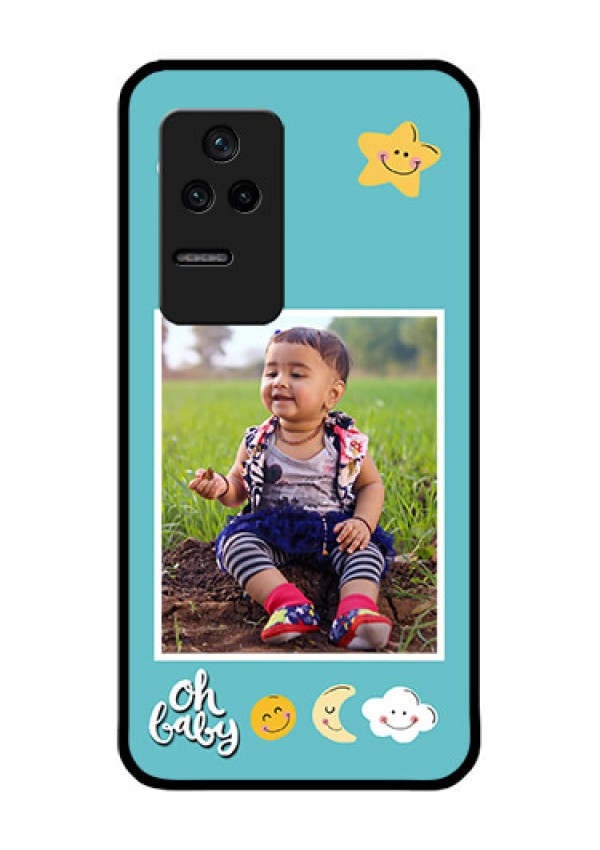 Poco F4 5G Personalized Glass Phone Case - Smiley Kids Stars Design