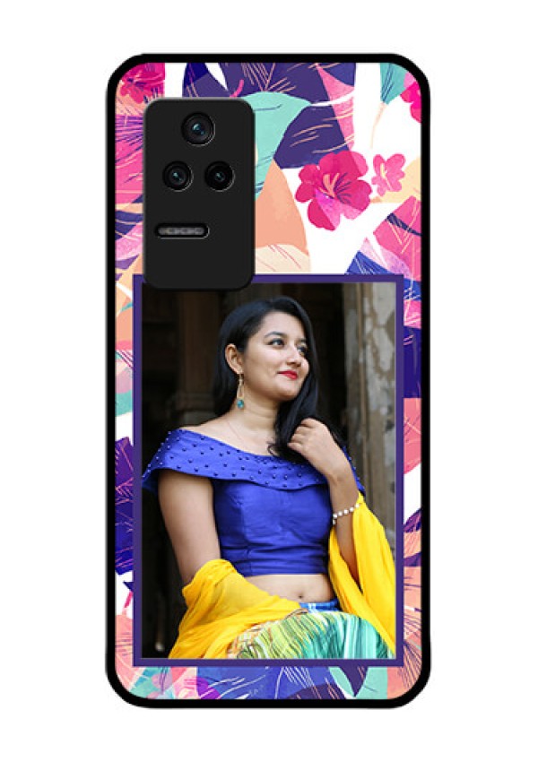 Poco F4 5G Custom Glass Mobile Case - Abstract Floral Design