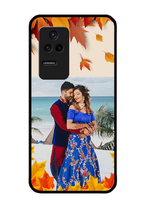 Poco F4 5G Photo Printing on Glass Case - Autumn Maple Leaves Design
