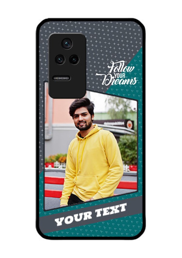 Poco F4 5G Personalized Glass Phone Case - Background Pattern Design with Quote