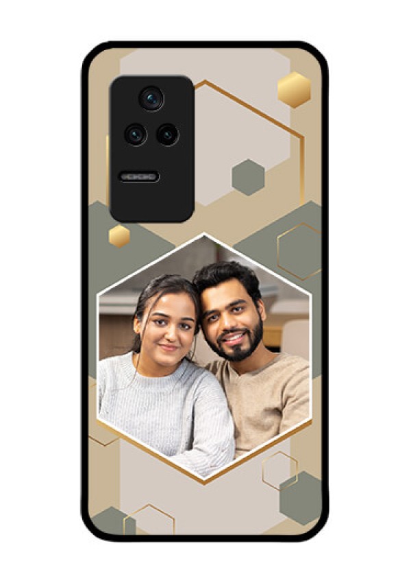 Poco F4 5G Photo Printing on Glass Case - Stylish Hexagon Pattern Design