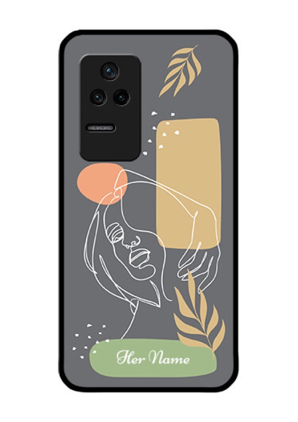Poco F4 5G Custom Glass Phone Case - Gazing Woman line art Design
