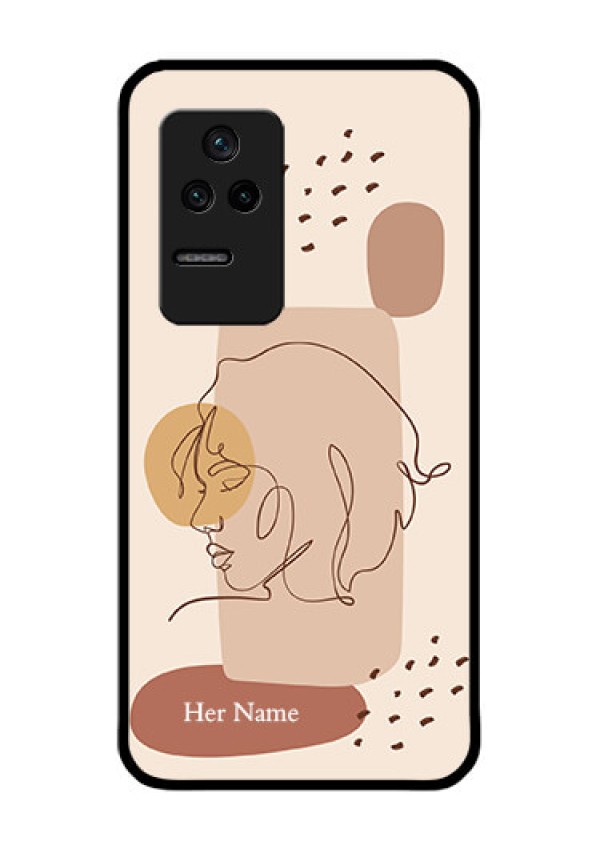 Poco F4 5G Photo Printing on Glass Case - Calm Woman line art Design
