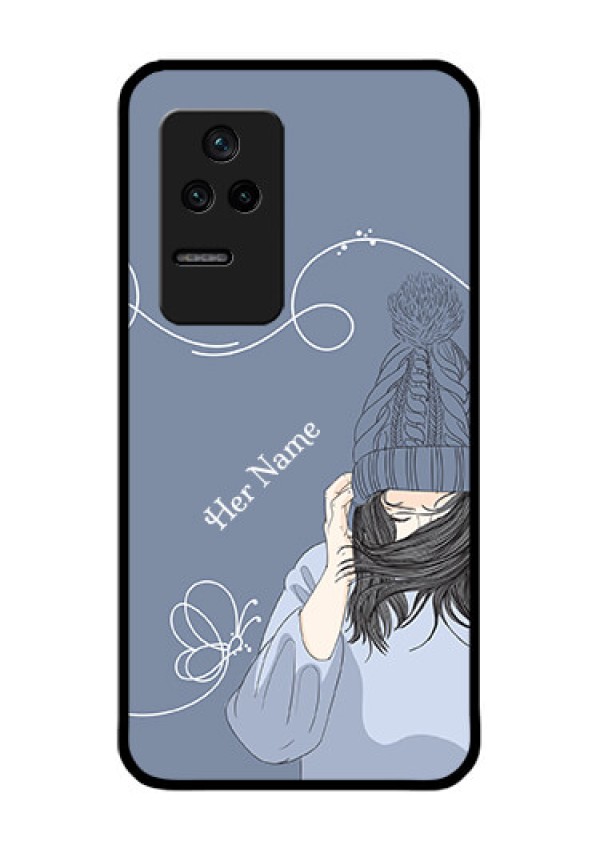 Poco F4 5G Custom Glass Mobile Case - Girl in winter outfit Design