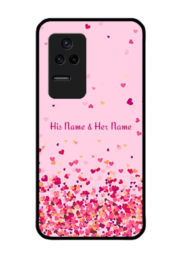 Poco F4 5G Photo Printing on Glass Case - Floating Hearts Design