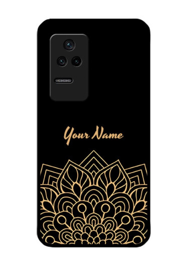 Poco F4 5G Custom Glass Phone Case - Golden mandala Design
