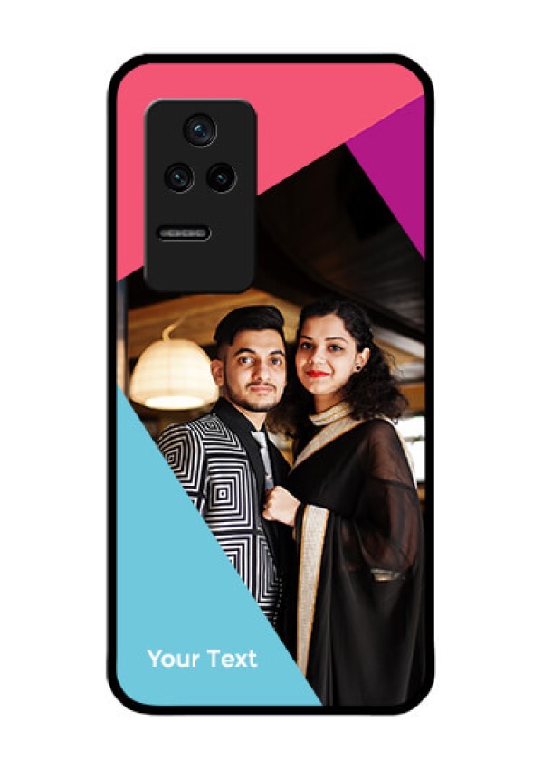 Poco F4 5G Custom Glass Mobile Case - Stacked Triple colour Design
