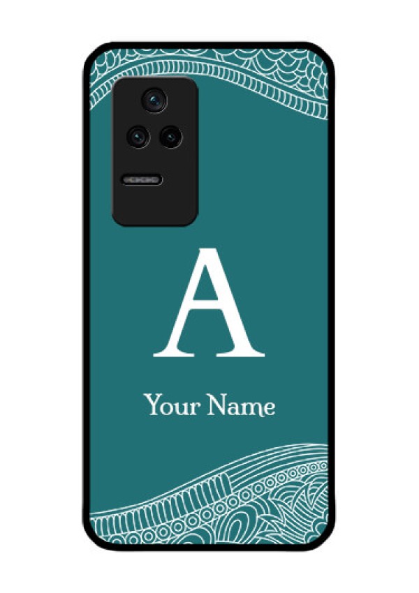 Poco F4 5G Personalized Glass Phone Case - line art pattern with custom name Design