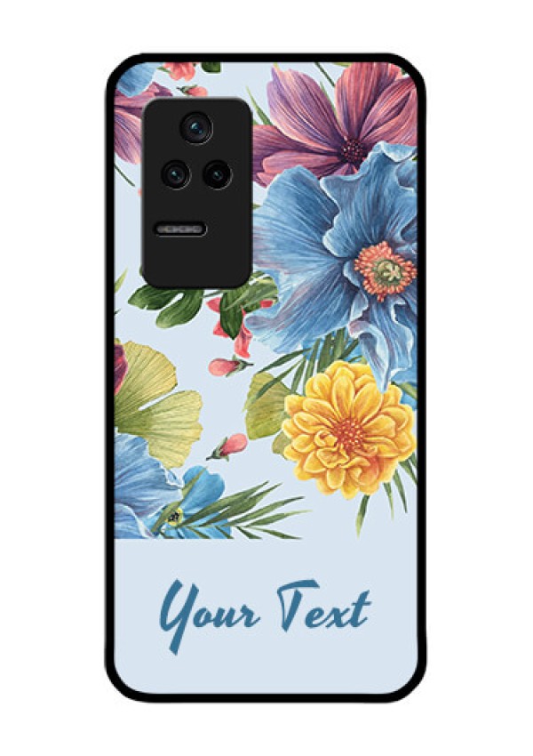 Poco F4 5G Custom Glass Mobile Case - Stunning Watercolored Flowers Painting Design
