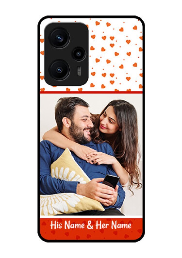 Poco F5 Custom Glass Phone Case - Orange Love Symbol Design