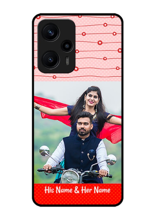 Poco F5 Personalized Glass Phone Case - Red Pattern Case Design