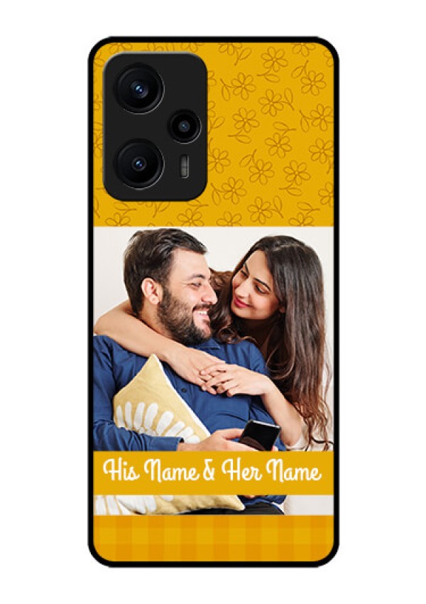 Poco F5 Custom Glass Mobile Case - Yellow Floral Design