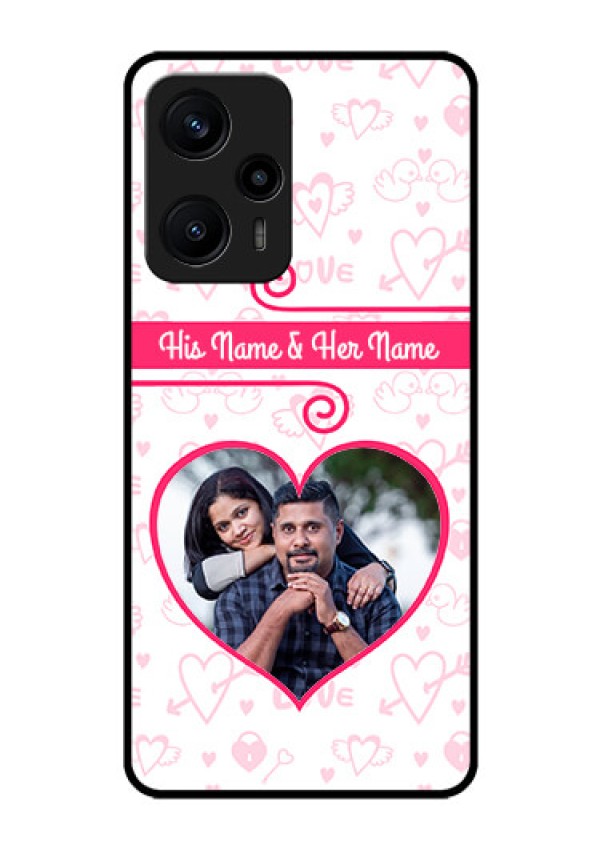 Poco F5 Personalized Glass Phone Case - Heart Shape Love Design