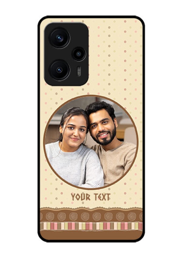 Poco F5 Custom Glass Mobile Case - Brown Dotted Mobile Case Design