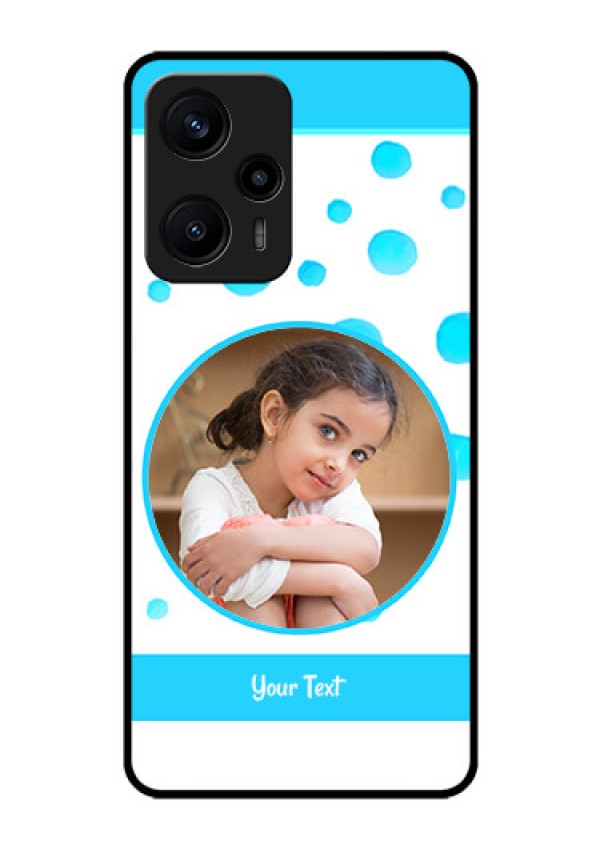 Poco F5 Photo Printing on Glass Case - Blue Bubbles Pattern Design