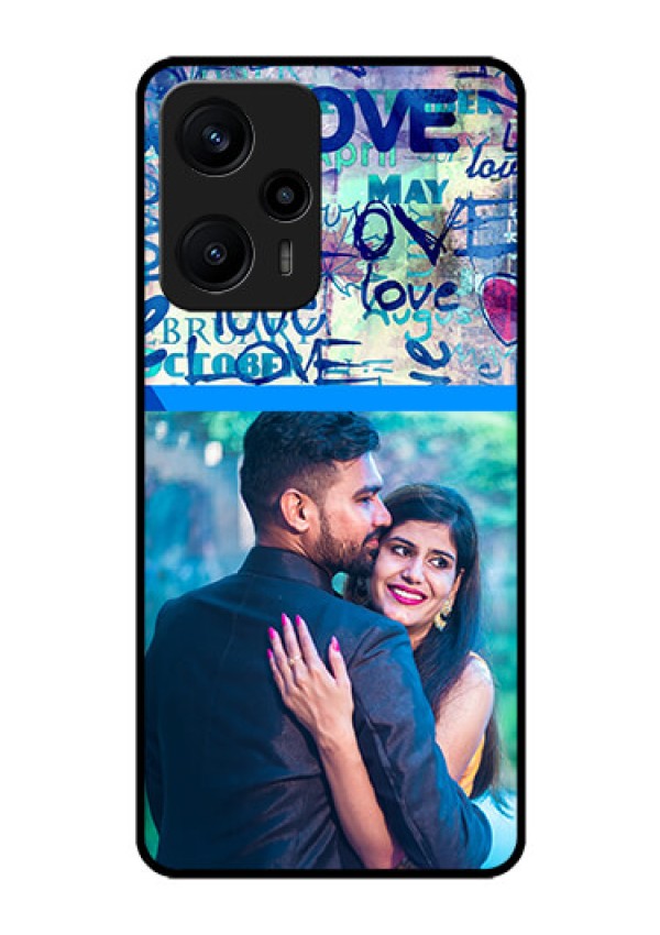 Poco F5 Custom Glass Mobile Case - Colorful Love Design