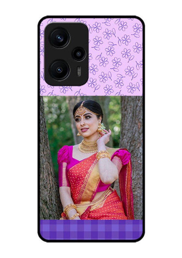 Poco F5 Custom Glass Phone Case - Purple Floral Design