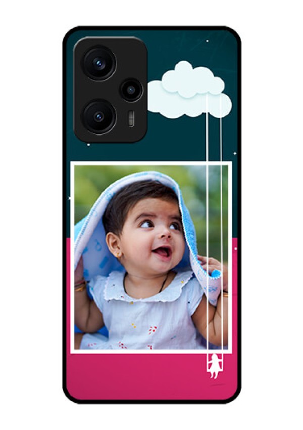 Poco F5 Custom Glass Phone Case - Cute Girl with Cloud Design