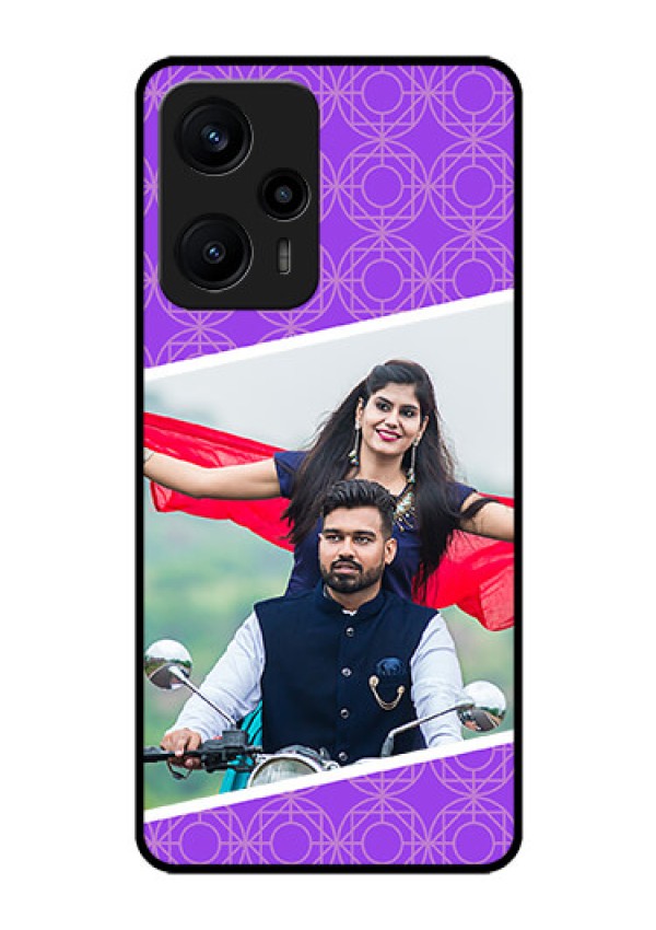 Poco F5 Custom Glass Phone Case - Violet Pattern Design