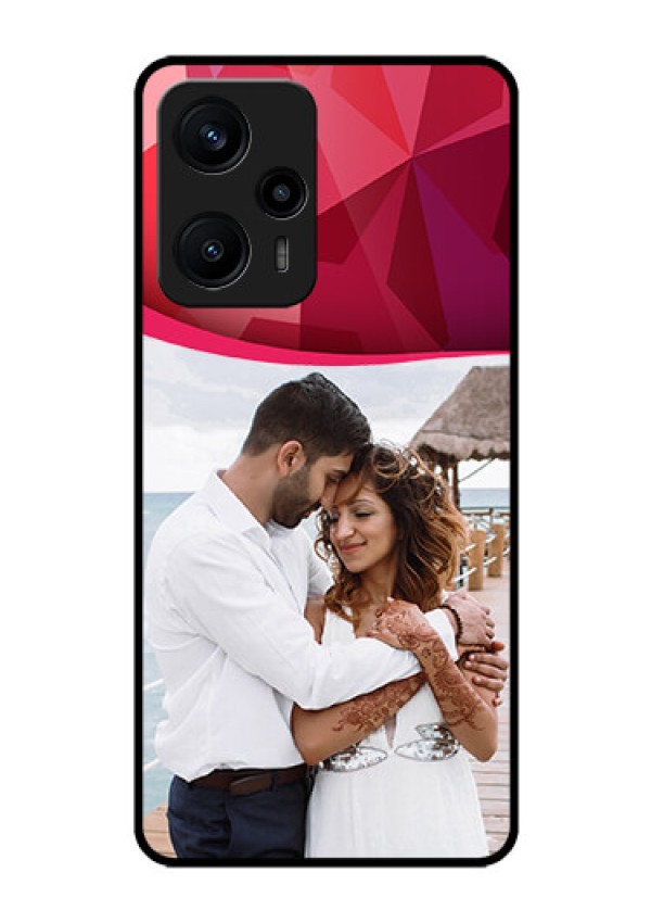 Poco F5 Custom Glass Mobile Case - Red Abstract Design