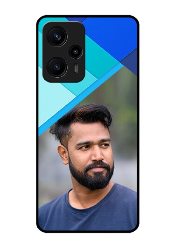 Poco F5 Custom Glass Phone Case - Blue Pattern Design
