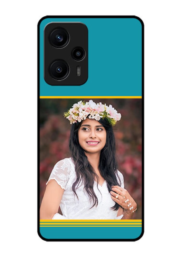 Poco F5 Custom Glass Phone Case - Yellow & Blue Design